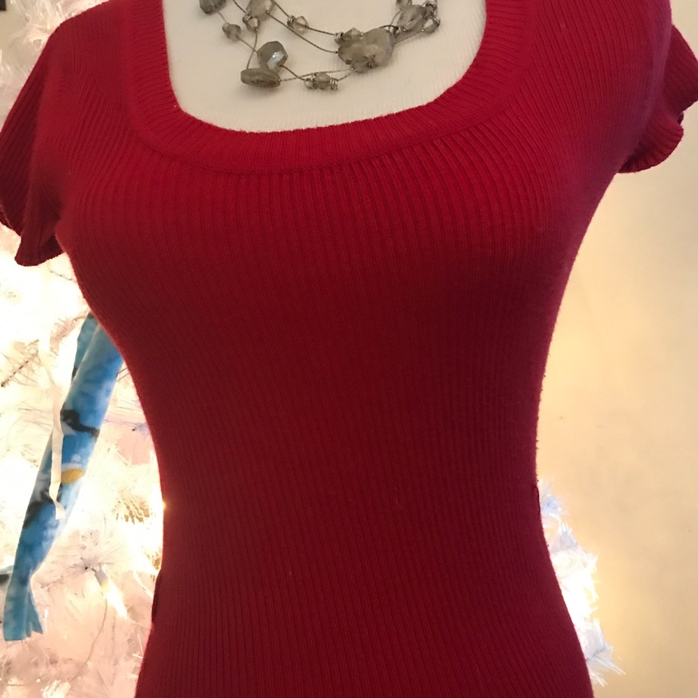 Red Ribbed sweater dress
